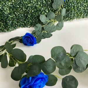 4 count Royal Blue Rose Eucalyptus Flower Garlands